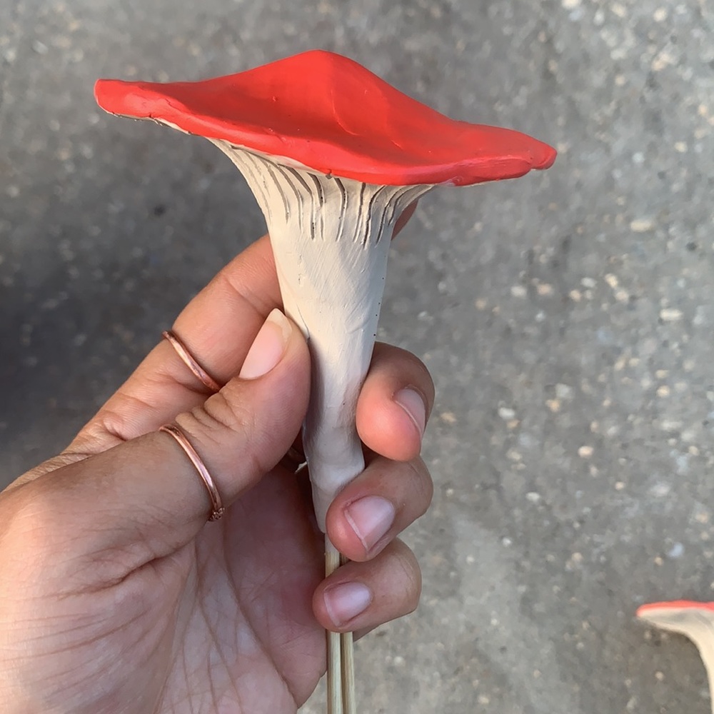 ππ Handmade Mushroom Garden Stakes Custom Order of 5 - Picture 4 of 13